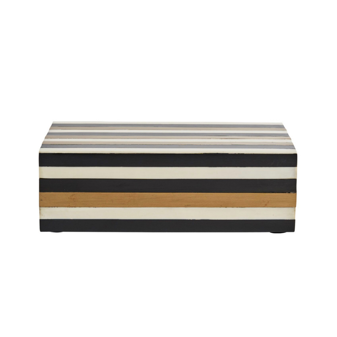 Bone and Brass Striped Box