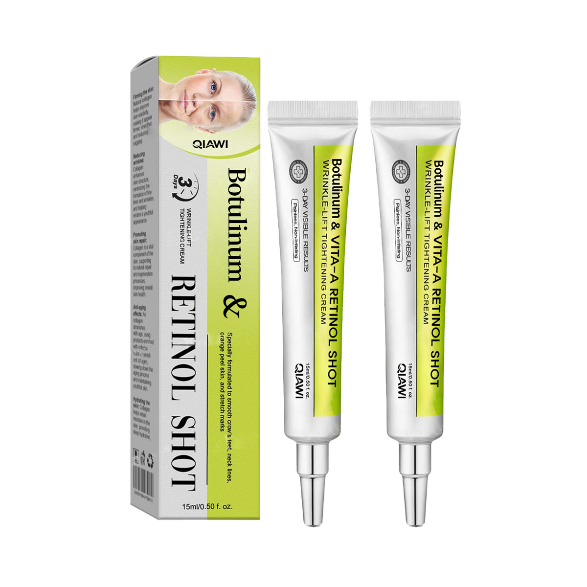🔥Nur noch 3 Stunden: 70 % Rabatt🔥 QIAWI™ Botulinum & Vita-A Retinol Shot – Straffende Creme gegen Falten✨