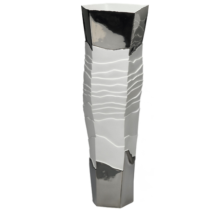 Erosum Tall Porcelain Platinum Vase