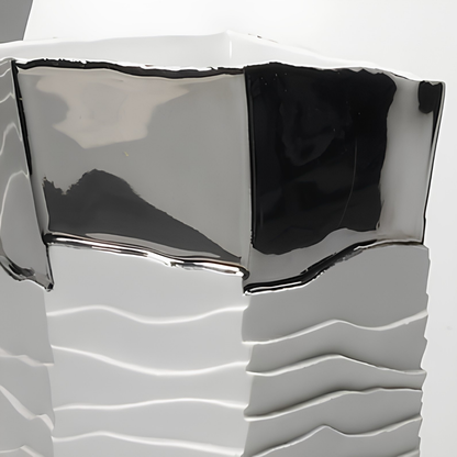 Erosum Tall Porcelain Platinum Vase
