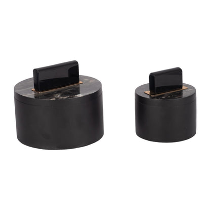 Black Round Resin Boxes