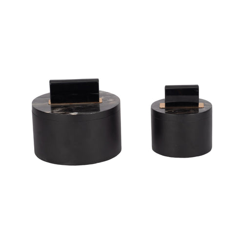 Black Round Resin Boxes