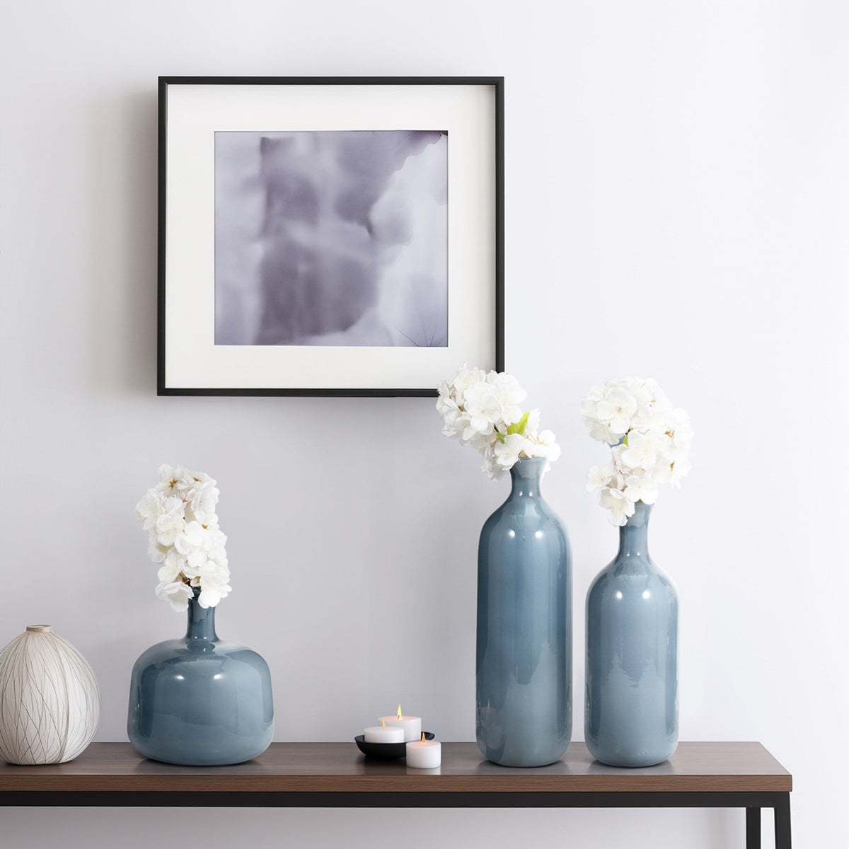 Blue Glass Vessel Set with Lids