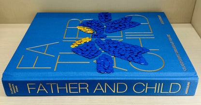 Father & Child w\Blue and Gold Bow