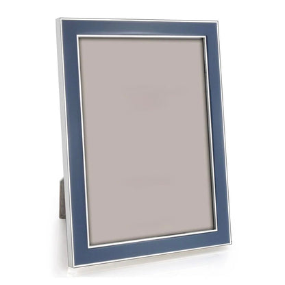 Denim Enamel & Silver Frame