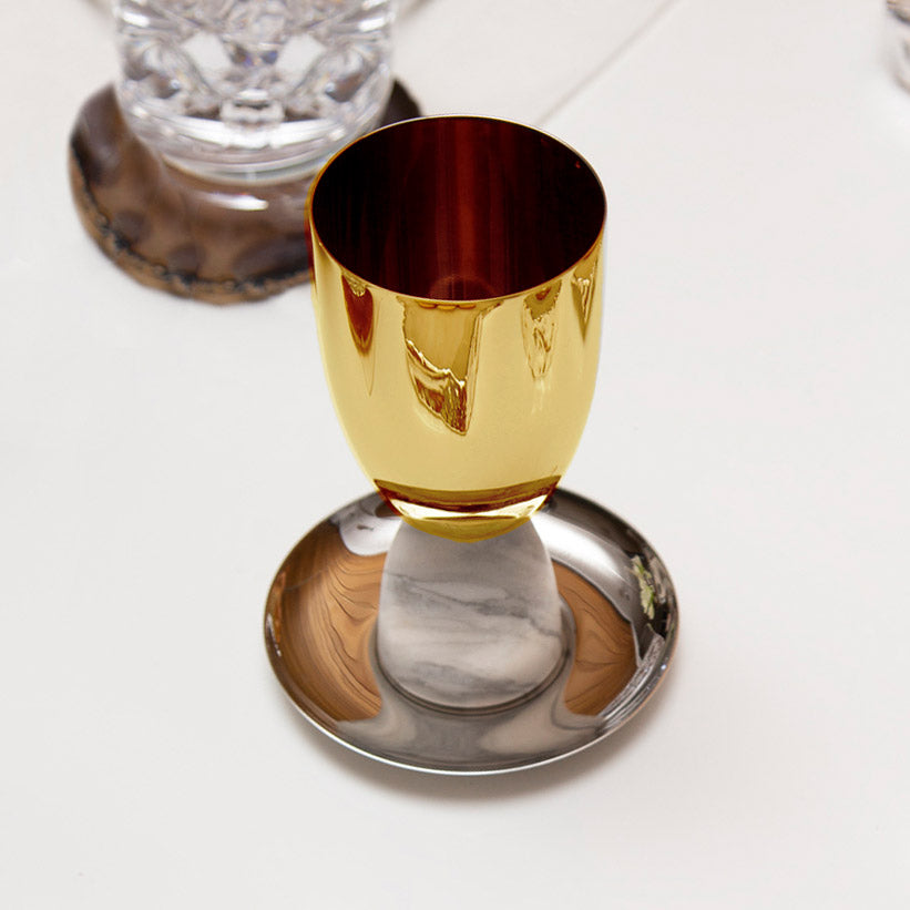 Coluna Kiddush Cup, Marble & Gold