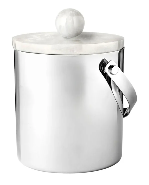 Azure Matte White Resin & Stainless Steel Ice Bucket
