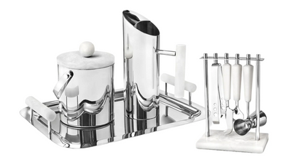Azure Matte White Resin & Stainless Steel 5 Piece Bar Tool Set