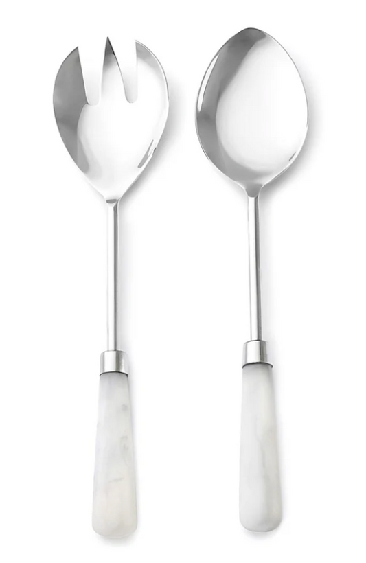 Azure Matte White Resin Salad Server Set