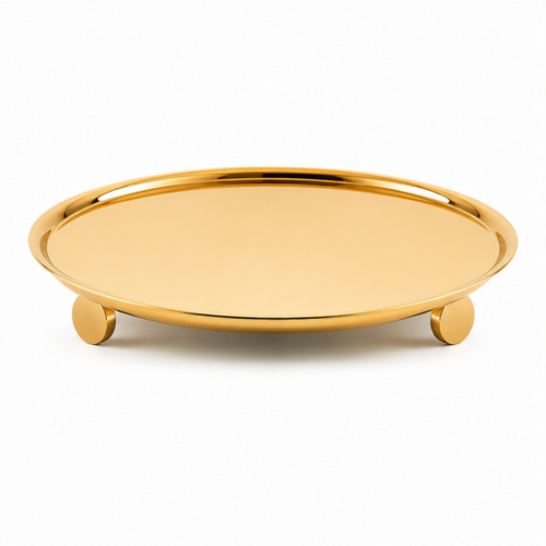 Footed Gold Round Tray