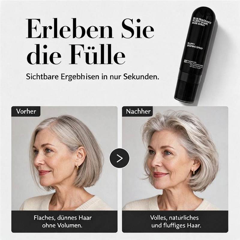 👩 Volumen- und Fixierspray mit Pfirsichduft – für leichtes, schwungvolles Haar und langanhaltenden Halt.