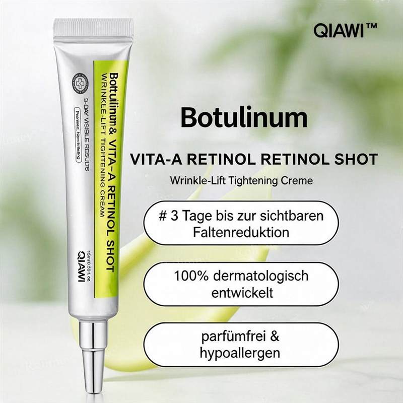 🔥Nur noch 3 Stunden: 70 % Rabatt🔥 QIAWI™ Botulinum & Vita-A Retinol Shot – Straffende Creme gegen Falten✨