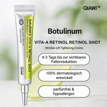 🔥Nur noch 3 Stunden: 70 % Rabatt🔥 QIAWI™ Botulinum & Vita-A Retinol Shot – Straffende Creme gegen Falten✨