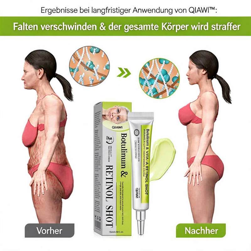 🔥Nur noch 3 Stunden: 70 % Rabatt🔥 QIAWI™ Botulinum & Vita-A Retinol Shot – Straffende Creme gegen Falten✨