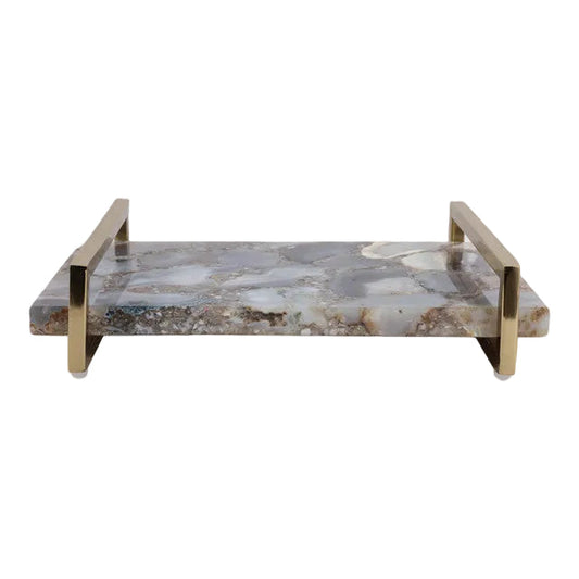 Agate Tray w/ Gold Handles