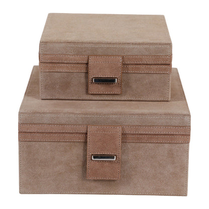 Buckled Tan Suede Boxes
