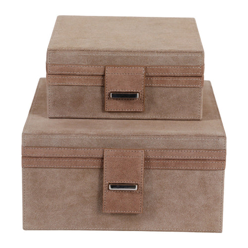 Buckled Tan Suede Boxes