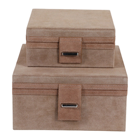 Buckled Tan Suede Boxes