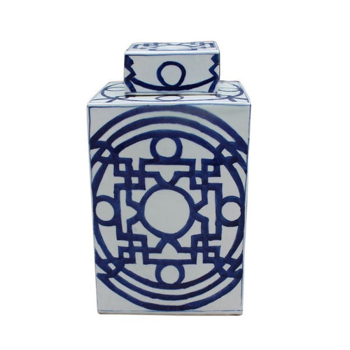 Blue & White Square Tea Jar