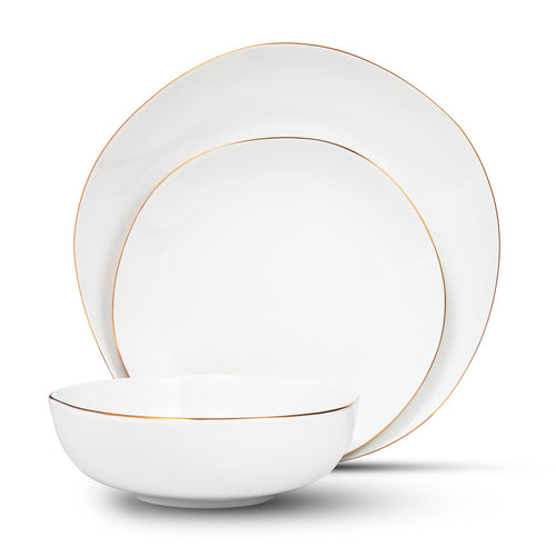 ANDOVER WHITE WITH GOLD BAND 12 PC