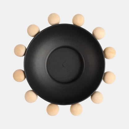 Black Bowl w/ Wooden Knobs
